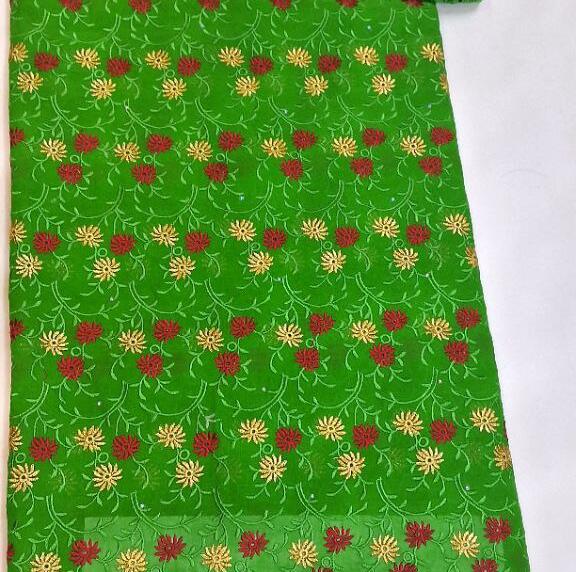 5 yard Swiss lace fabric heavy beaded embroidery African 100% cotton fabric swiss voile lace . D NO 2777 GREEN