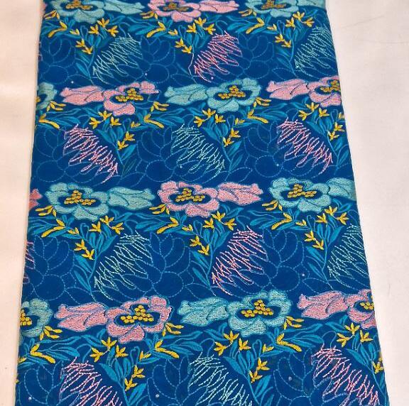 EMBROIDRED SWISS 2*2 VOILE LACE 100% COTTAN ,D NO3363 BLUE