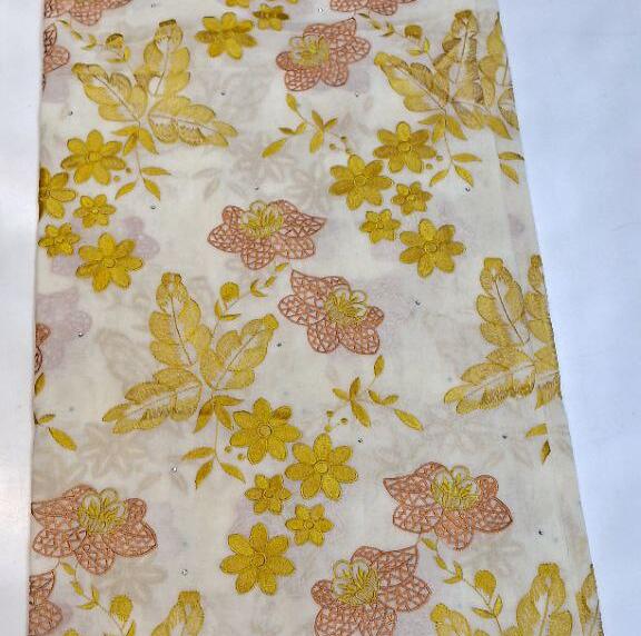 Swiss Lace Fabric African Lace Fabric 2025 Swiss Voile Lace 5Yards Autriche Brode 100% Cotton Fabric For Dress  D NO 3293 CREEM