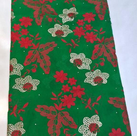 Swiss Lace Fabric African Lace Fabric 2025 Swiss Voile Lace 5Yards Autriche Brode 100% Cotton Fabric For Dress D NO 3293 GREEN