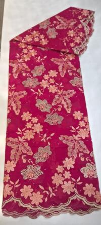 Swiss Lace Fabric African Lace Fabric 2025 Swiss Voile Lace 5Yards Autriche Brode 100% Cotton Fabric For Dress D NO 3293 PINK