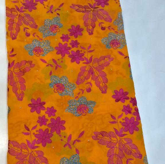Swiss Lace Fabric African Lace Fabric 2025 Swiss Voile Lace 5Yards Autriche Brode 100% Cotton Fabric For Dress D NO 3293 MUSTRD
