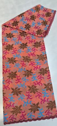 African Engagement Fabric, Swiss Lace, Nigerian Lace Fabric, African Lace, High-Quality Lace, African Wedding Fabric, African Cotton Fabric DESIGN NO-3332 PEACH