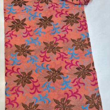 African Engagement Fabric, Swiss Lace, Nigerian Lace Fabric, African Lace, High-Quality Lace, African Wedding Fabric, African Cotton Fabric DESIGN NO-3332 PEACH